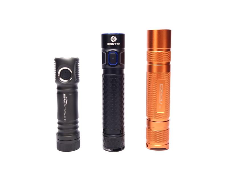 ZebraLight SC64w HI, Brinyte E18 Pheme, Convoy S2+