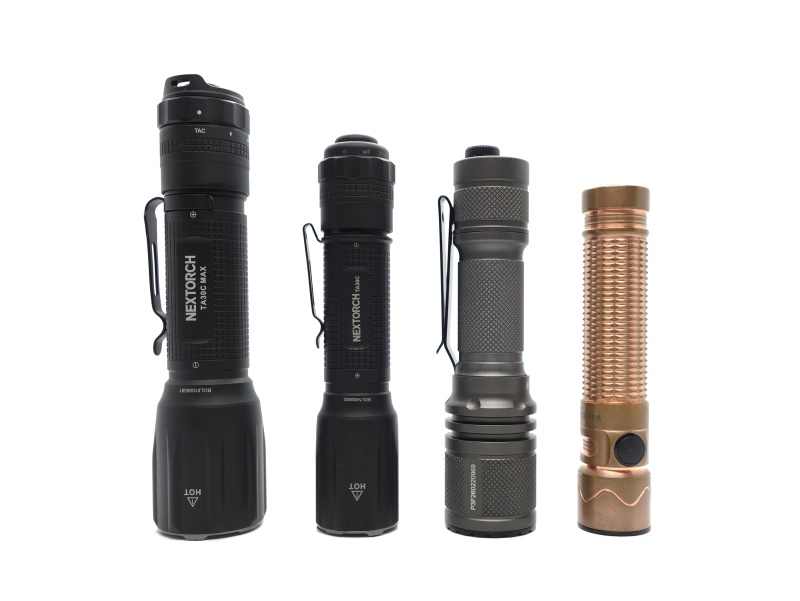 NEXTORCH TA30C MAX, NEXTORCH TA30C, Acebeam Defender P16 Gray, Olight Warrior Mini 2 Copper