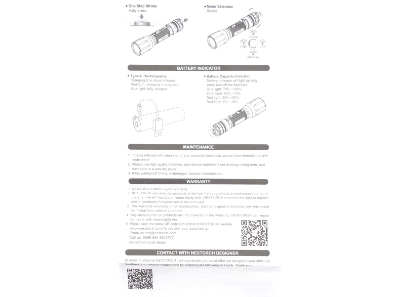 NEXTORCH TA30C MAX user manual