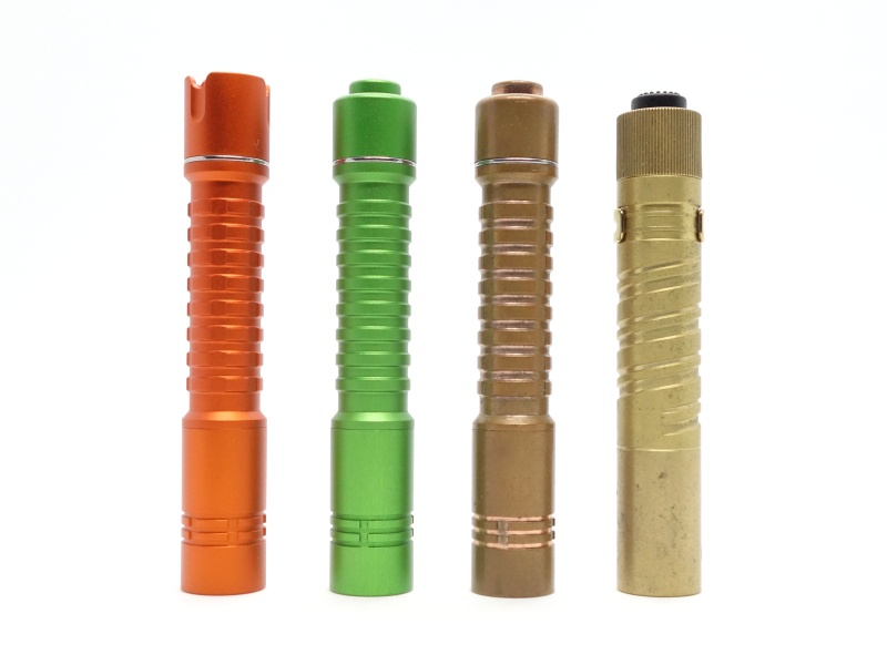 ReyLight Pineapple Mini Orange, ReyLight Pijneapple Mini Green, ReyLight Pineapple Mini Copper, Olight i3T Brass